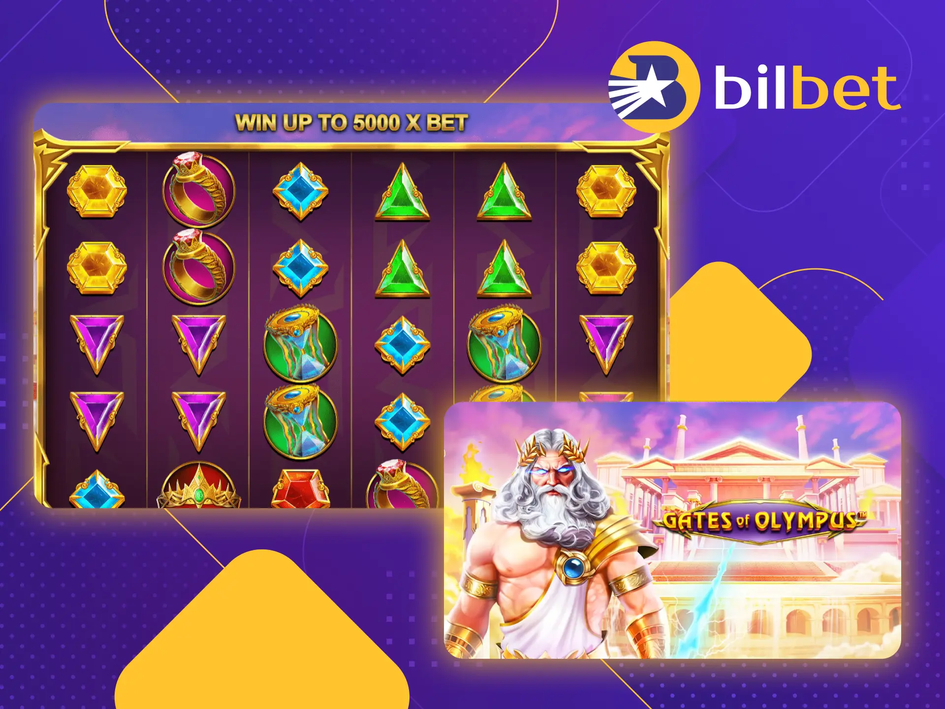 Play the popular bonus game Gates of Olympus at Bilbet online casino.