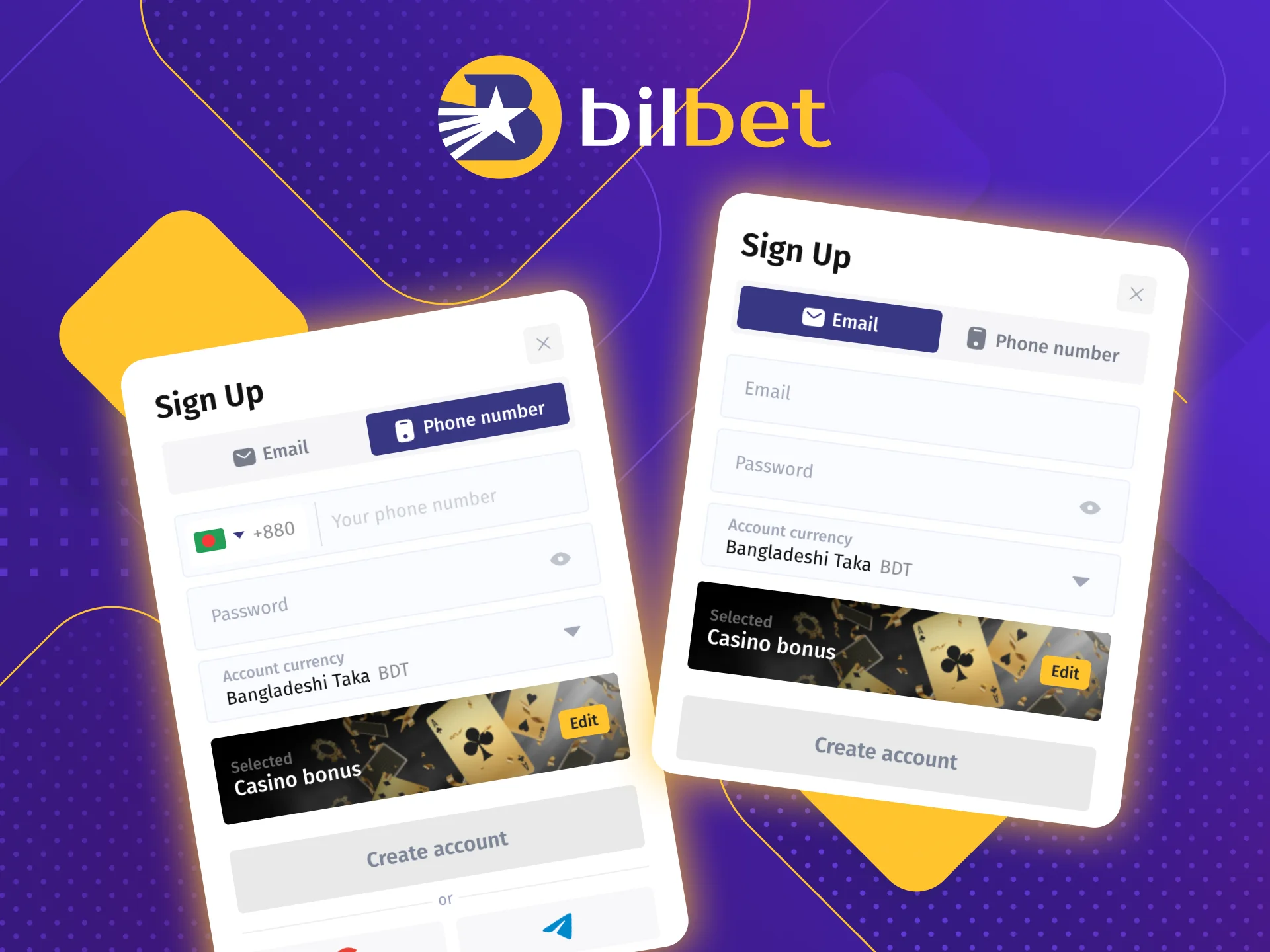 Create a new account at the Bilbet online casino and place bets on your favorite sports.